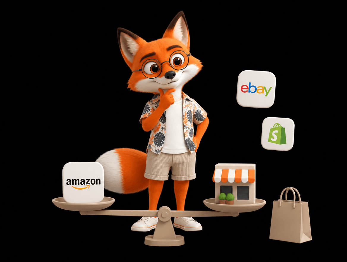 StoreSchmide-Fuchs wägt nachdenklich Marktplätze wie Amazon und eBay gegen den eigenen Shop ab