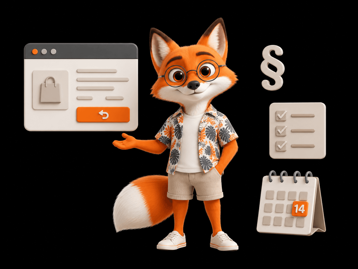 StoreSchmide-Fuchs erklärt den neuen Widerrufsbutton im Checkout eines Onlineshops