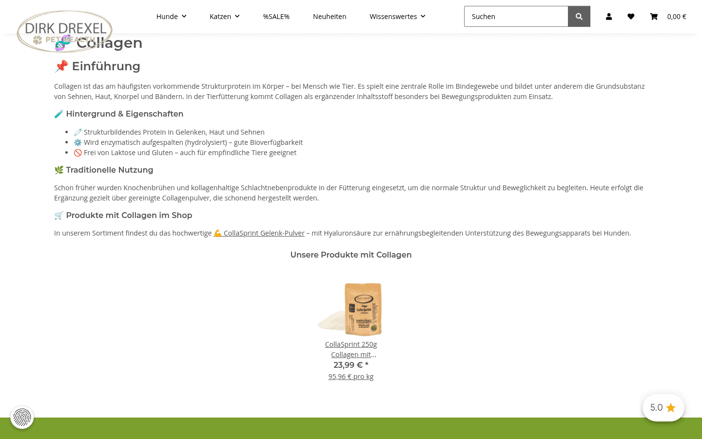Wissensseite zu Collagen mit Einführung, Eigenschaften, traditioneller Nutzung und verlinktem Produkt