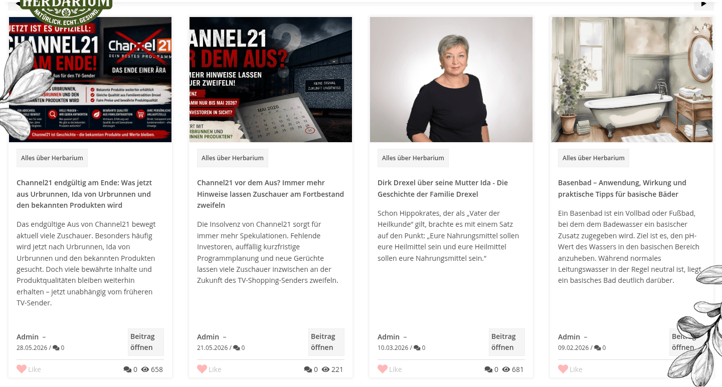 News-Reihe mit TV-Auftritten bei Channel21 und der Geschichte der Familie Drexel