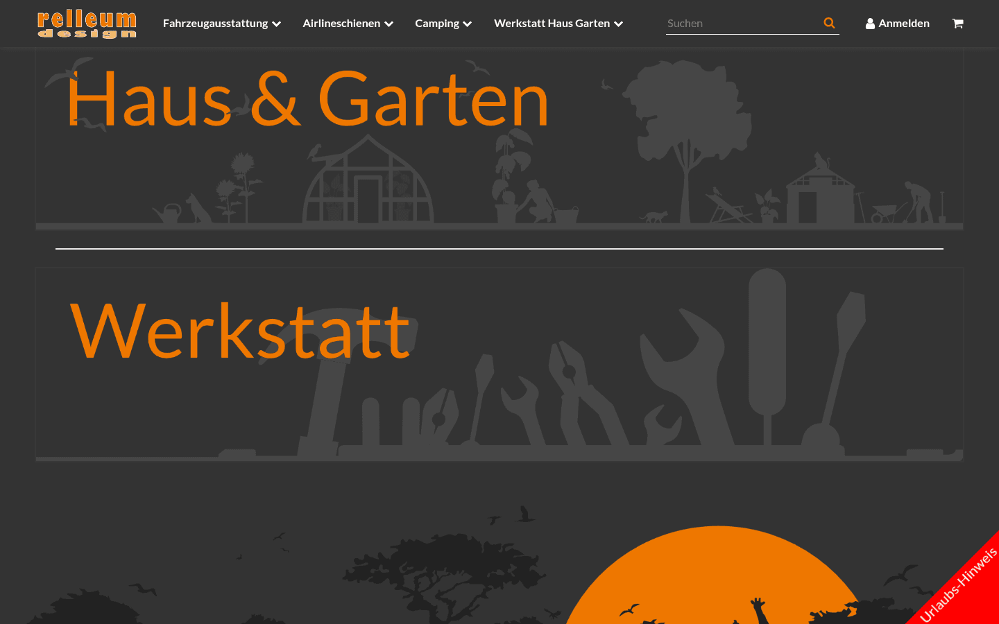 Weitere illustrierte Banner Haus & Garten und Werkstatt im gleichen Silhouetten-Stil