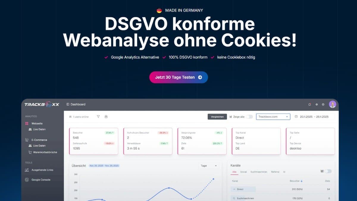 Trackboxx - Analytics DSGVO konform und ohne Cookies